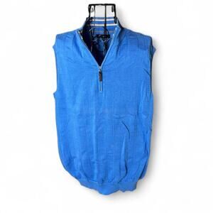 Callaway Golf Sweater Vest Men's Large Blue 1/4 Zip Knit Sleeveless Pullover